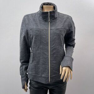Athleta‎ Womens Full-Zip Jacket Mock Neck Cotton Blend Heather Gray Size Medium